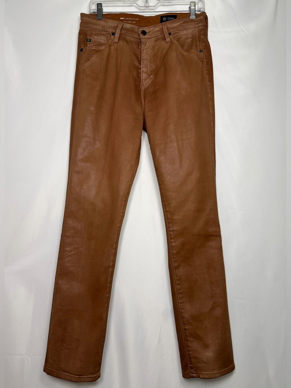 AG Mari Coated Brown High Rise Slim Straight Jeans 30